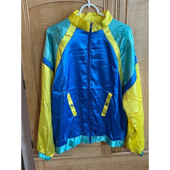 Vintage Era Catsuit Costume Set L Polyester Blue Yellow Green Tracksuit - Picture 2 of 6